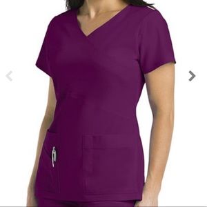 Women's Mock Wrap Solid Scrub Top